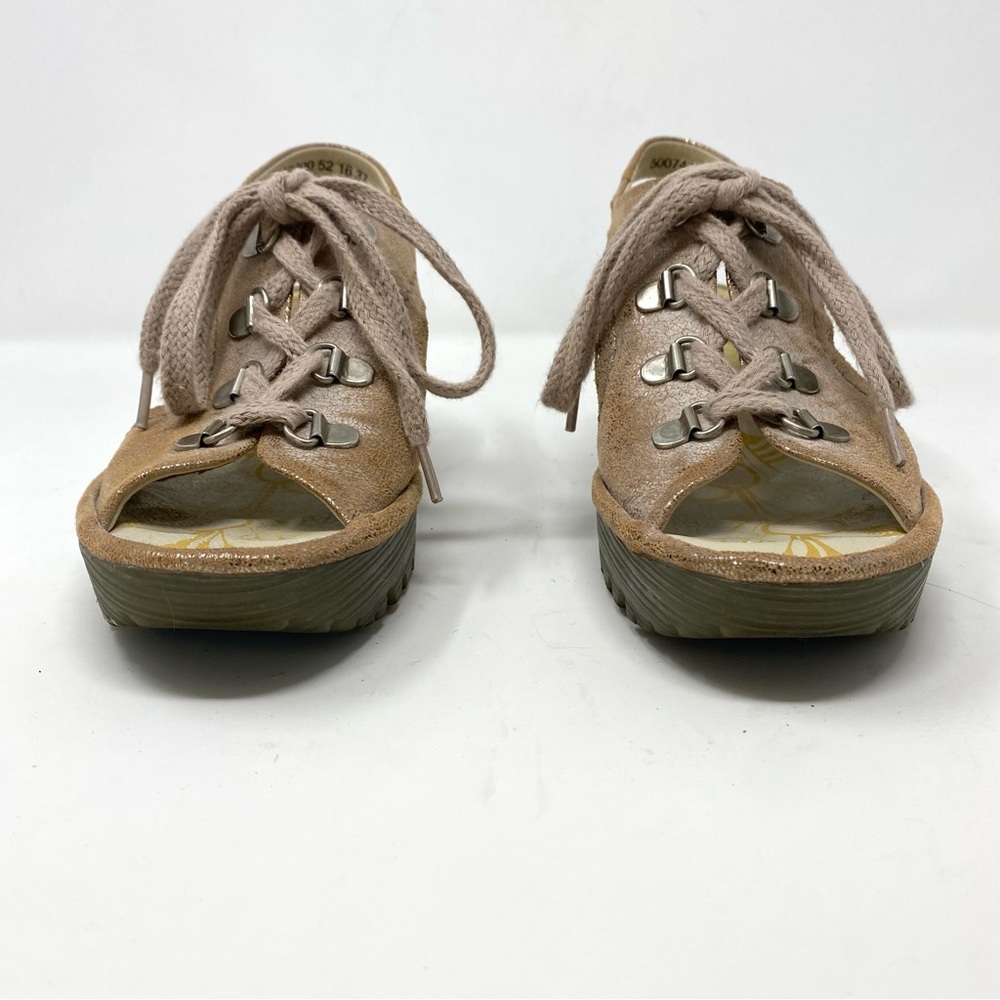 Fly London Ylfa Lace-Up Leather Platform Wedge Sandal - Picture 6 of 14